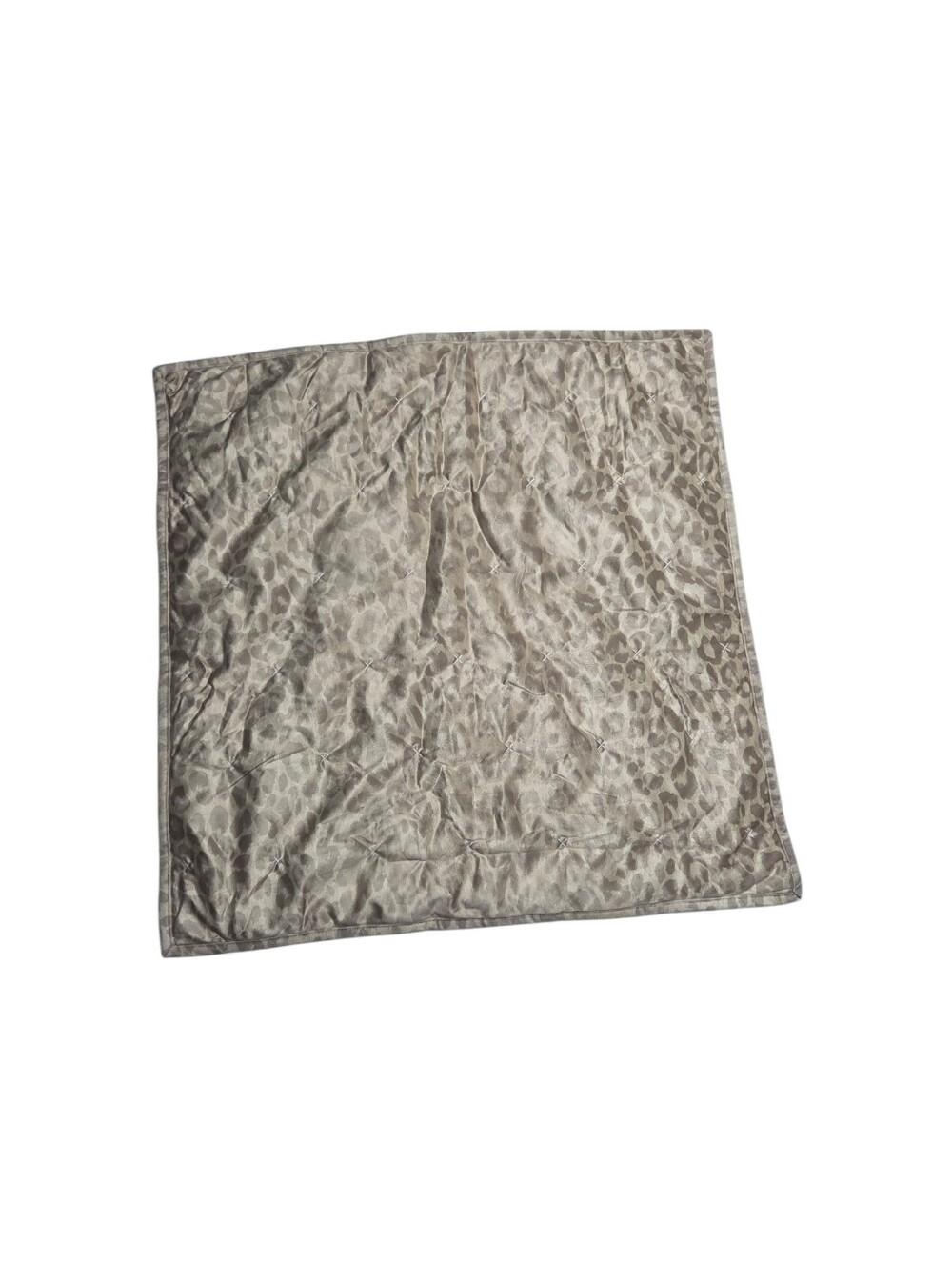Z Gallerie Silvery Gold Leopard Print Satin Quilted Euro Pillow Sham ONE
